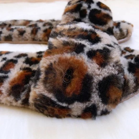 NEW UGG Size 6 Women's Fluff Slide II Leopard - Amphora - Picture 5 of 6